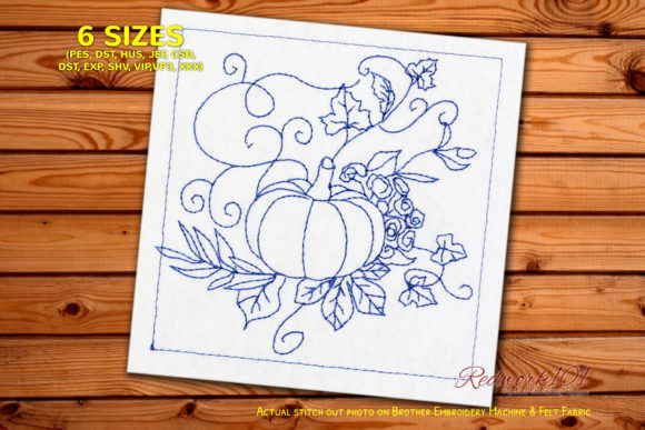A Warm Review of the Halloween Pumpkin in Leaves Redwork Design