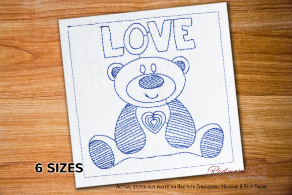 Evaluating the Cute Love Teddy Bear Redwork Embroidery Design