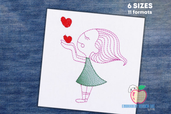 Girl Giving Flying Kiss: An Embroidery Designer's Review for Personalized Gifts