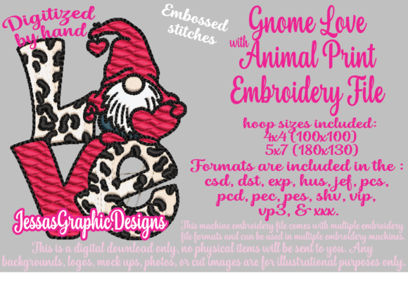 Gnome Love with Animal Print β An Embroidery Designerβs Take