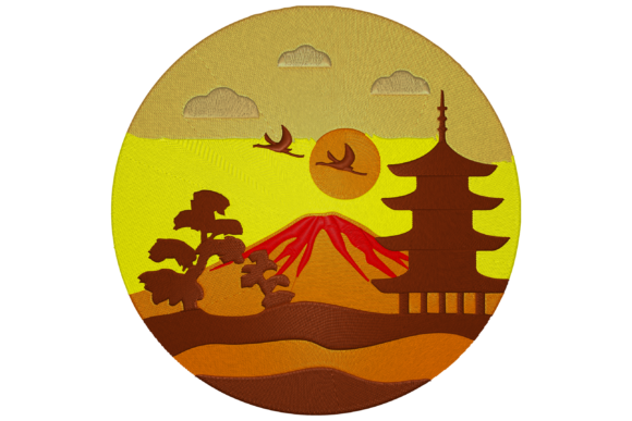 Japan Landscape: A Machine Embroidery Design That Tells a Story