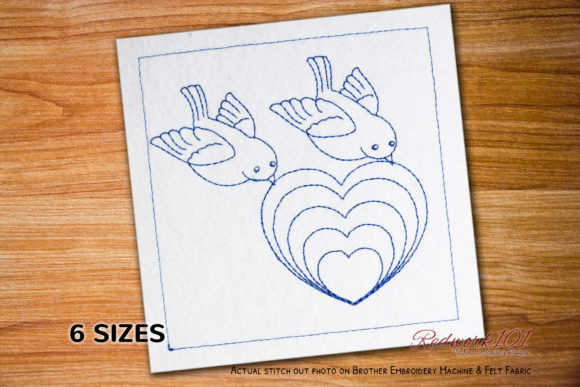 Love Bird with Heart Symbol Redwork Review