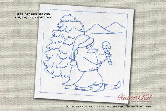 Penguin on Skis Wearing a Santa Hat: Embroidery Review