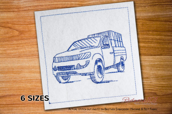 Red Pick Up Truck Lineart Embroidery Design Review