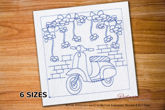Scooter with Flowers Bluework: A Stitch Review