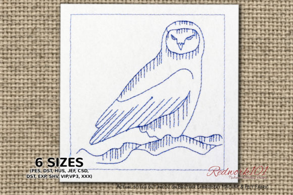 Snowy Owl Redwork Embroidery for Personalized Gifts
